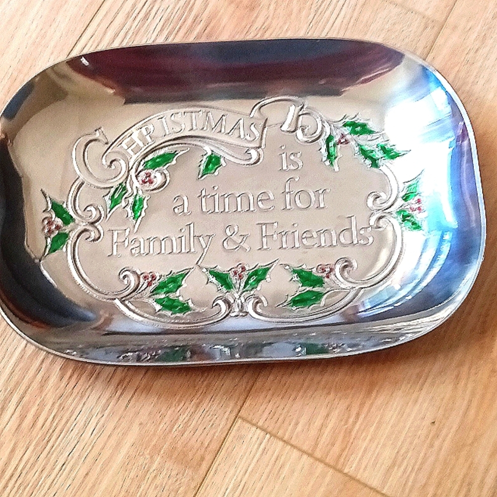 SALE Gorham "Christmas is a Time for Family & Friends" silver tone serving dish